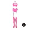Two piece with crop top and stockings - pink - XS/XL